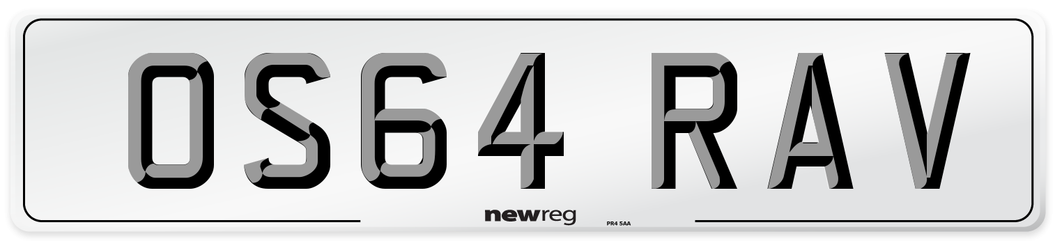 OS64 RAV Number Plate from New Reg